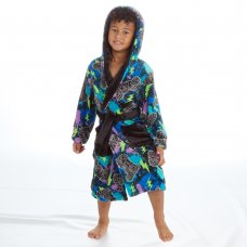 18C751: Infant Boys All Over Gaming Plush Dressing Gown (2-6 Years)